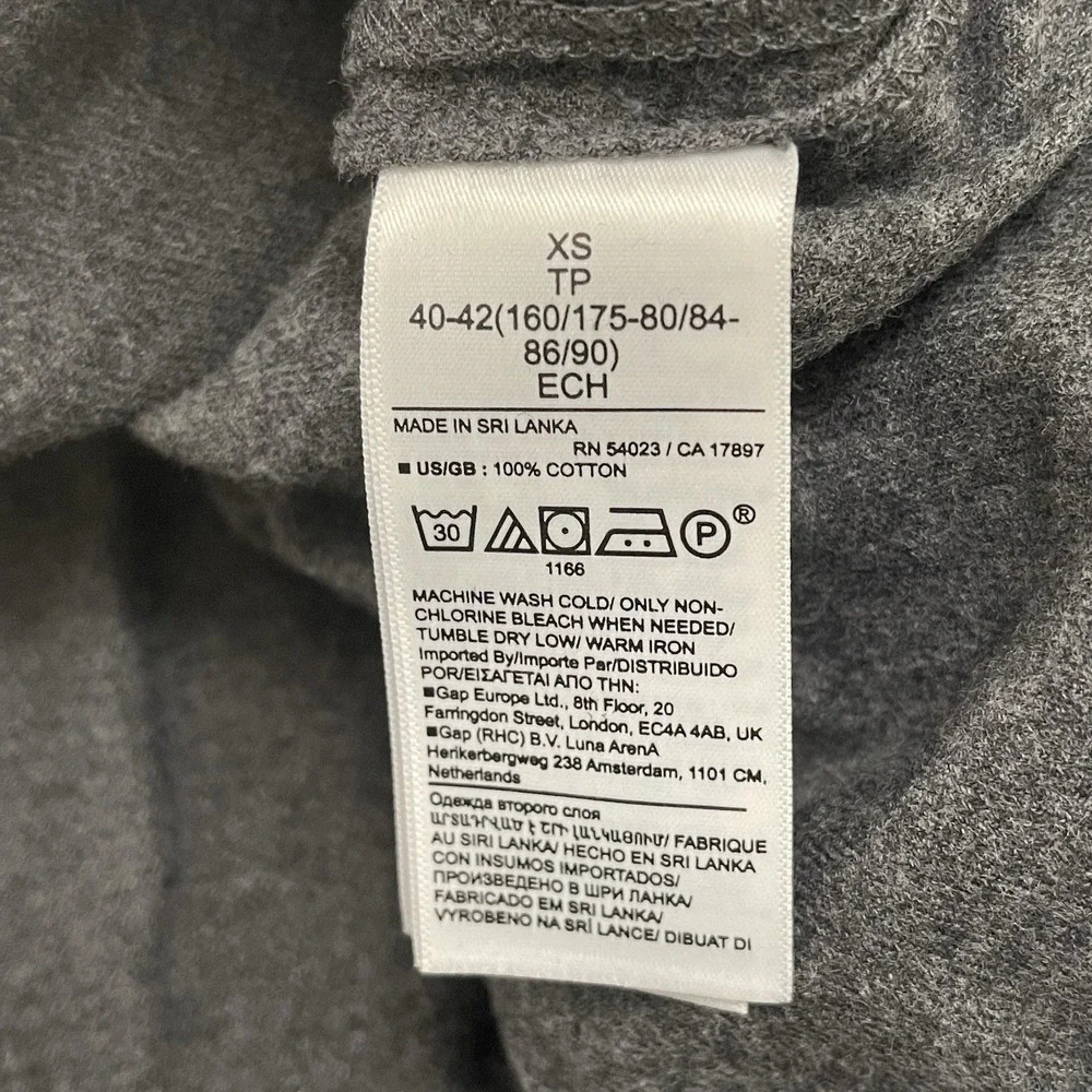 Banana Republic Gray 100% Cotton Button Front Blouse XS Puff Sleeve Pocket Top